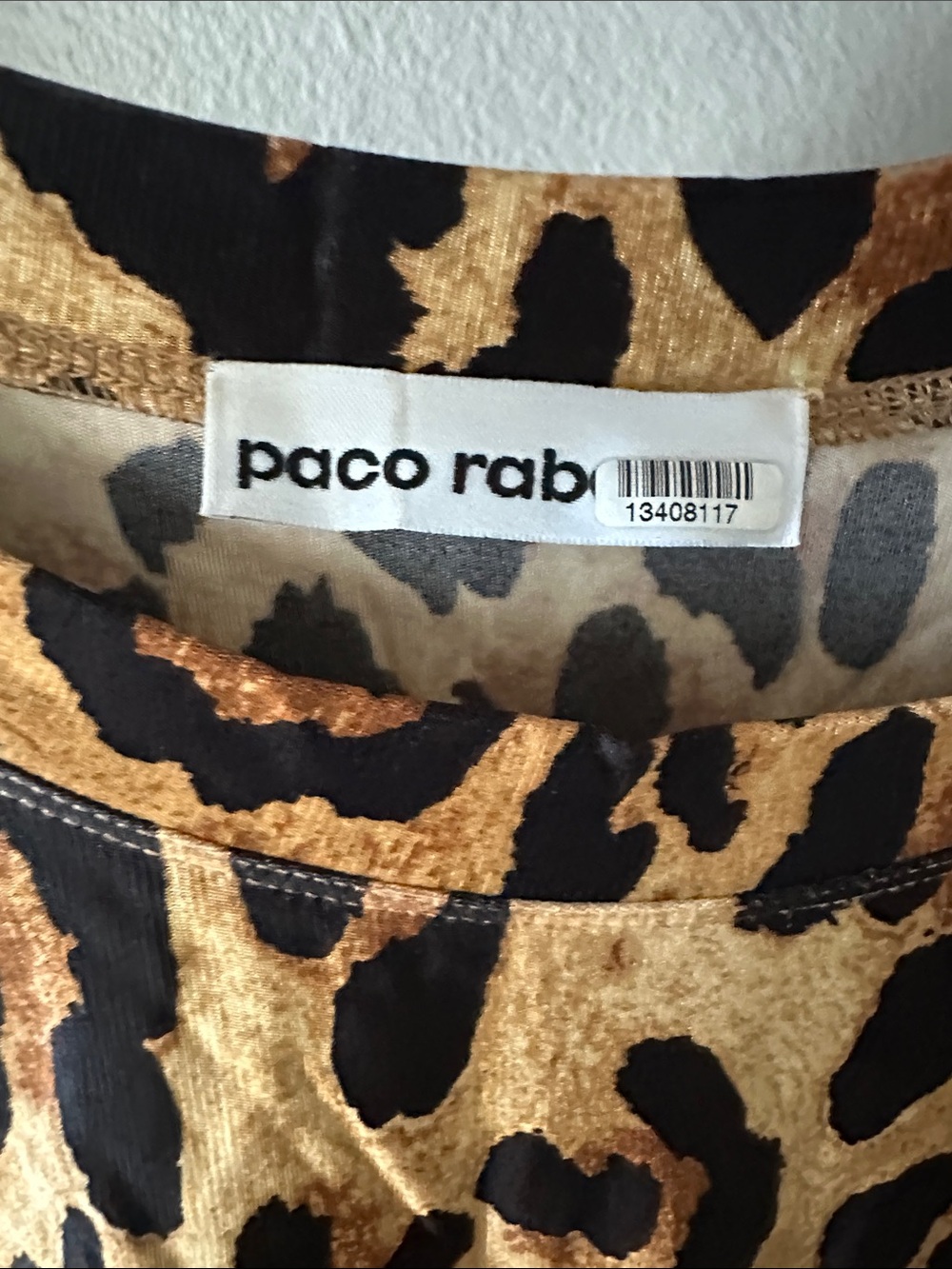 Paco Rabanne Leopard Print Cap Sleeve Midi Dress in Tan and Black - Picture 2 of 7